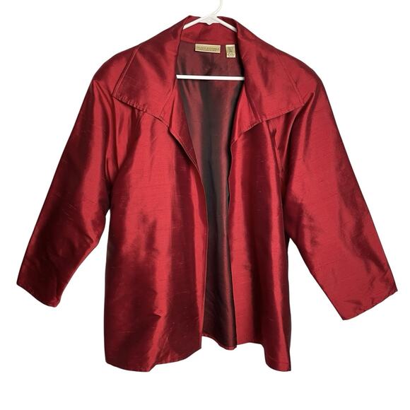 Vintage Valerie Stevens Silk Blazer Jacket Womens 14W Brick Red Holiday Formal - Picture 1 of 6